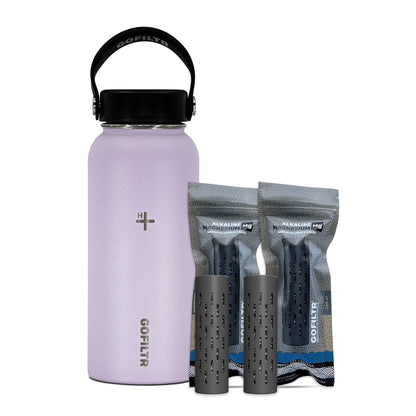 GOFILTR Alkaline Water Bottle 32 Oz - Insulated Water Bottle That Creates 9.5 Ph Alkaline Water