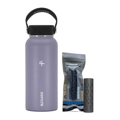 GOFILTR Alkaline Water Bottle 32 Oz - Insulated Water Bottle That Creates 9.5 Ph Alkaline Water