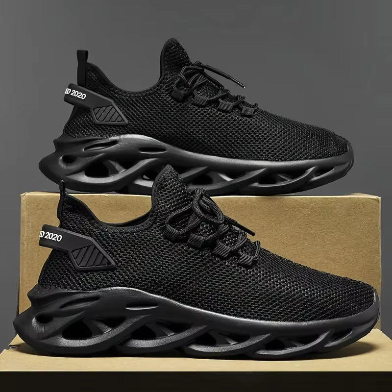 Men Sports Running Black Jogging Shoes Casual Sneakers Brown Outdoor Breathable Mesh Women Light Shock-Absorption Black Tennis