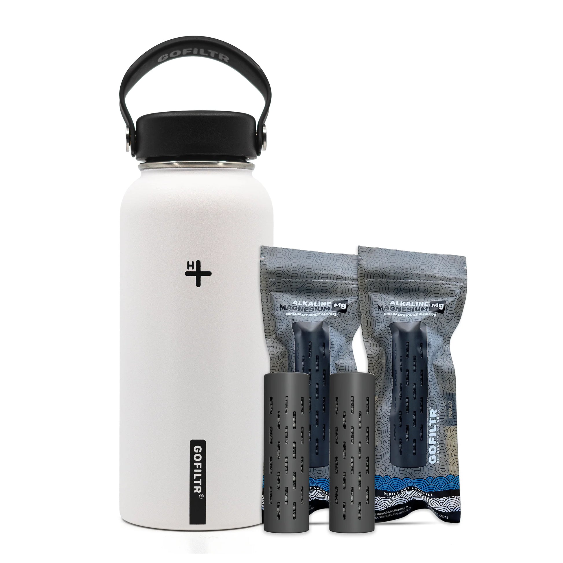 GOFILTR Alkaline Water Bottle 32 Oz - Insulated Water Bottle That Creates 9.5 Ph Alkaline Water