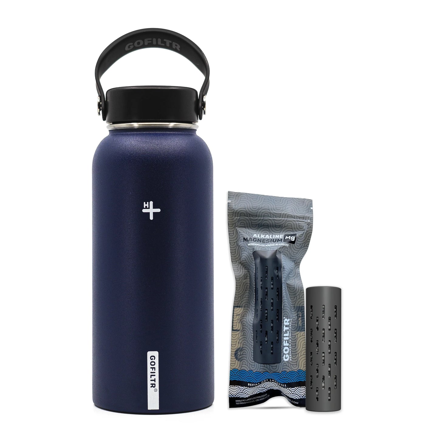 GOFILTR Alkaline Water Bottle 32 Oz - Insulated Water Bottle That Creates 9.5 Ph Alkaline Water