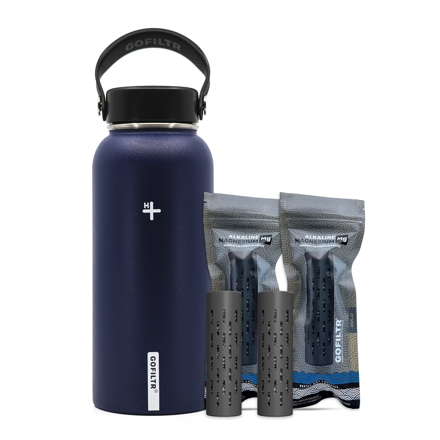 GOFILTR Alkaline Water Bottle 32 Oz - Insulated Water Bottle That Creates 9.5 Ph Alkaline Water