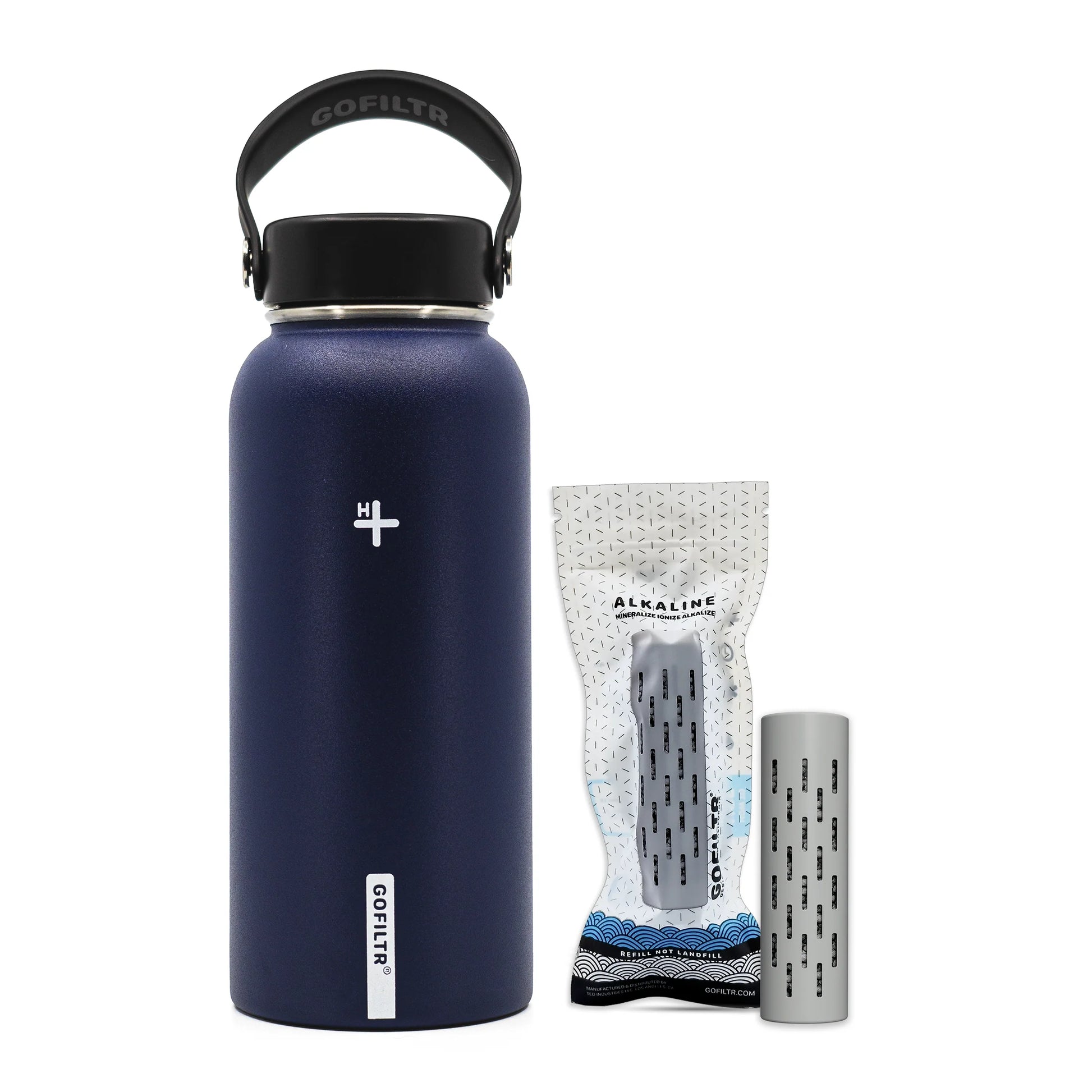 GOFILTR Alkaline Water Bottle 32 Oz - Insulated Water Bottle That Creates 9.5 Ph Alkaline Water