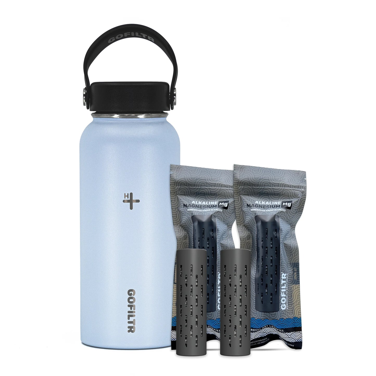 GOFILTR Alkaline Water Bottle 32 Oz - Insulated Water Bottle That Creates 9.5 Ph Alkaline Water