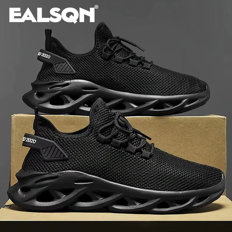 Men Sports Running Black Jogging Shoes Casual Sneakers Brown Outdoor Breathable Mesh Women Light Shock-Absorption Black Tennis