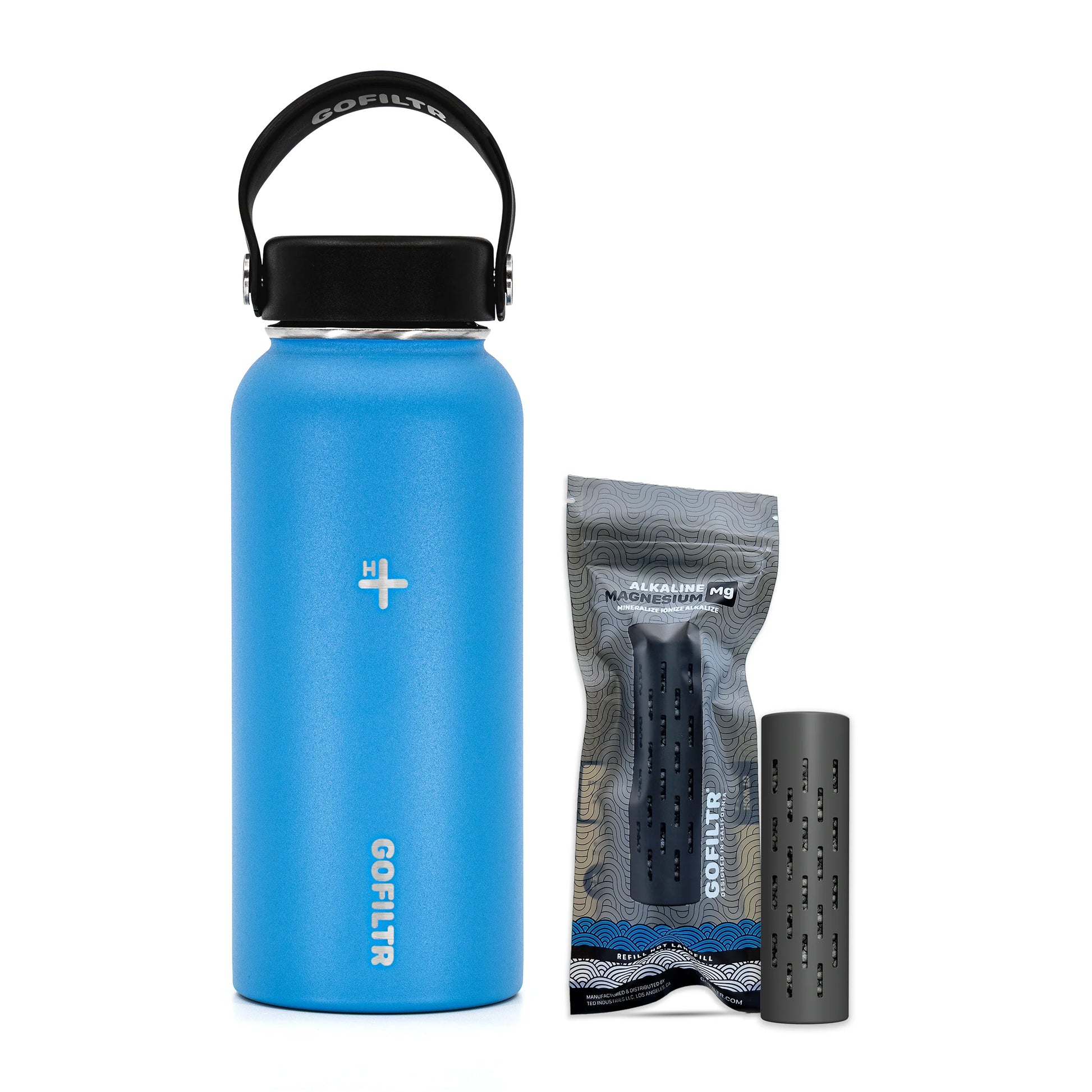 GOFILTR Alkaline Water Bottle 32 Oz - Insulated Water Bottle That Creates 9.5 Ph Alkaline Water