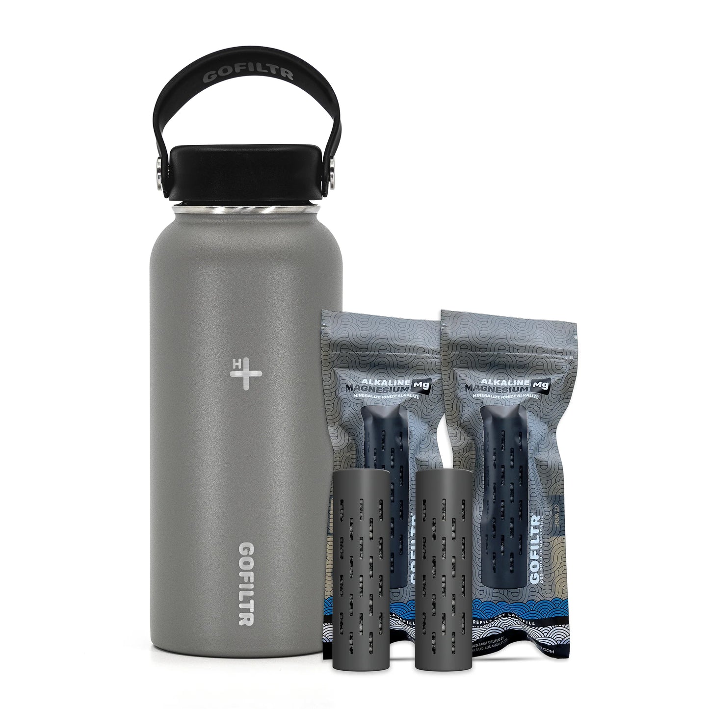 GOFILTR Alkaline Water Bottle 32 Oz - Insulated Water Bottle That Creates 9.5 Ph Alkaline Water