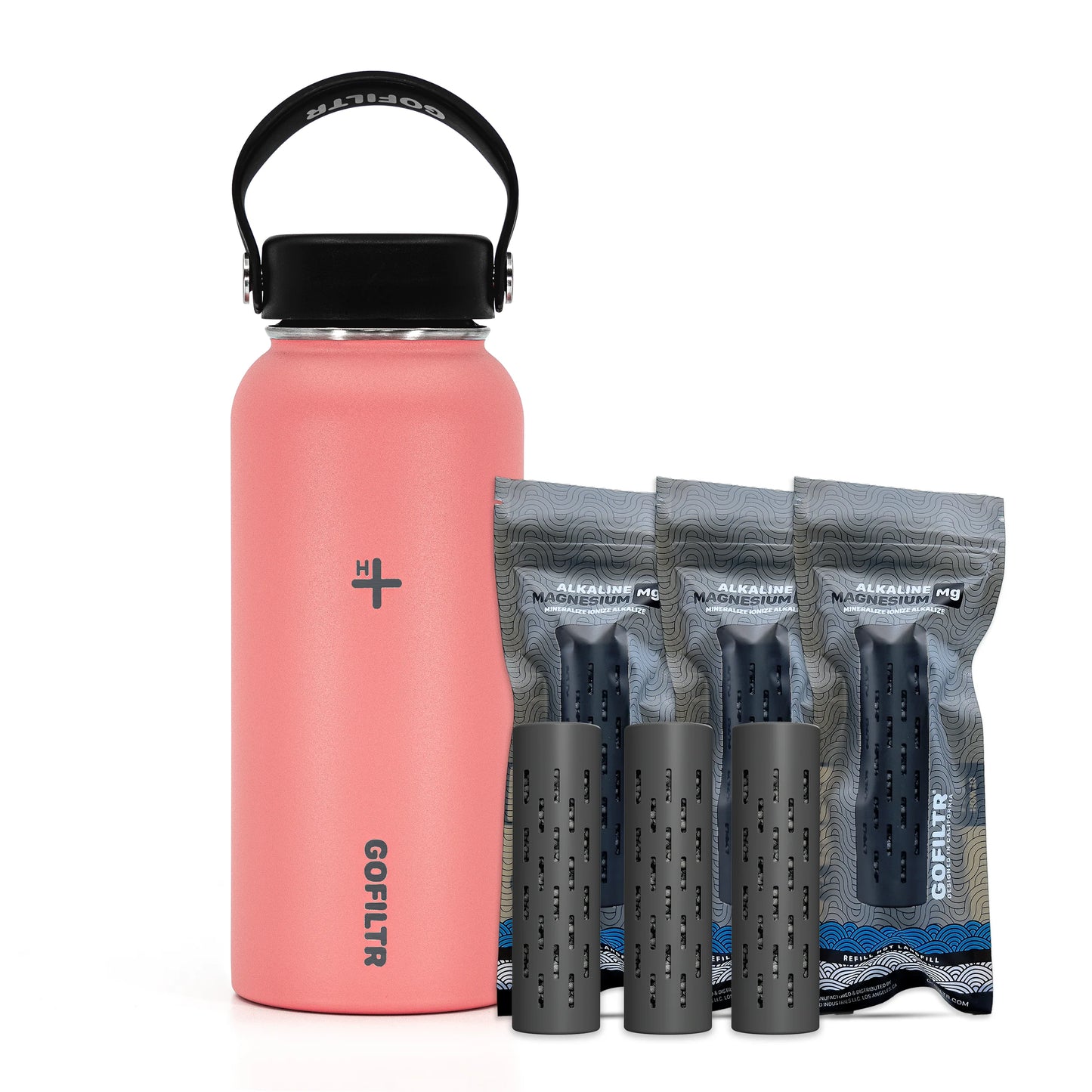 GOFILTR Alkaline Water Bottle 32 Oz - Insulated Water Bottle That Creates 9.5 Ph Alkaline Water