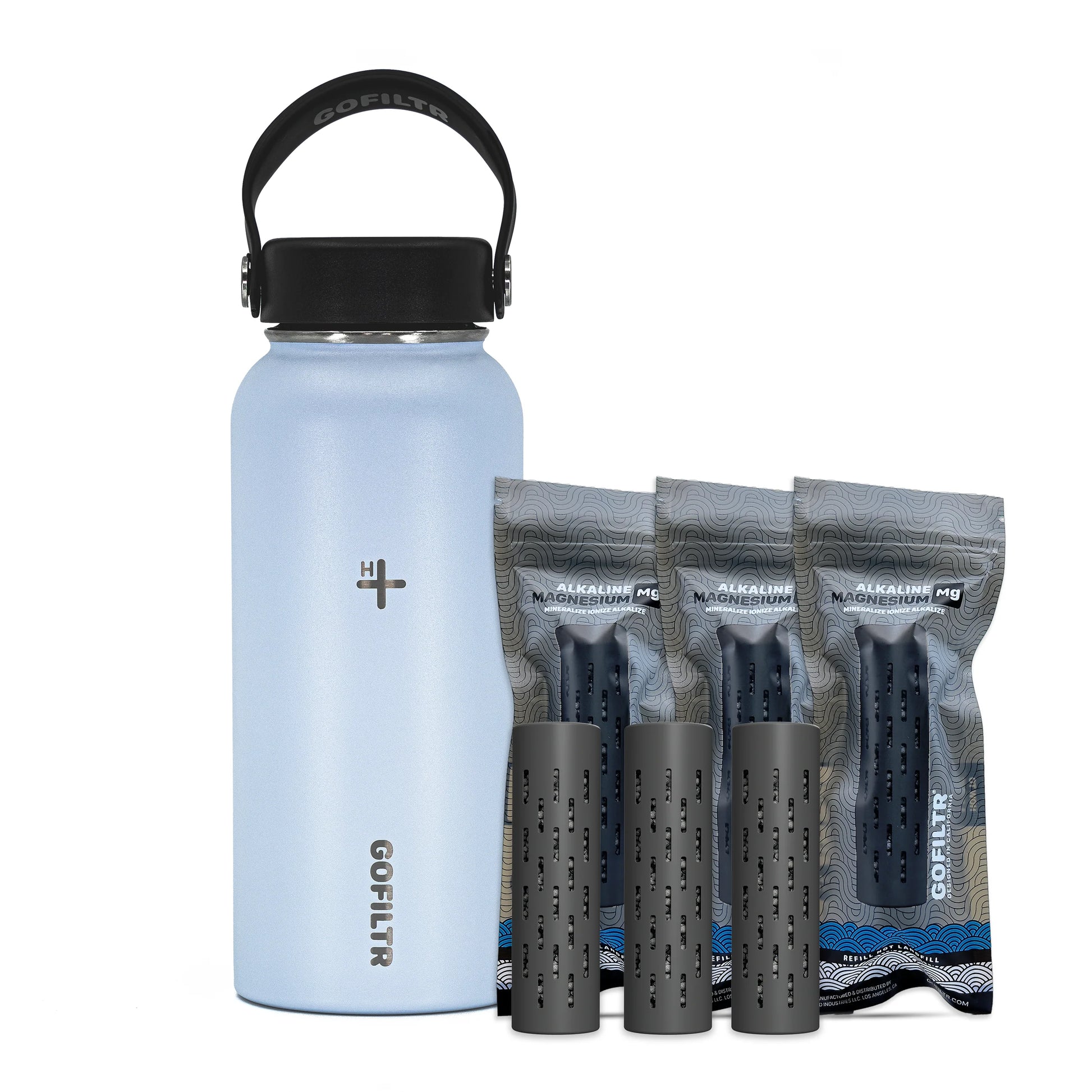 GOFILTR Alkaline Water Bottle 32 Oz - Insulated Water Bottle That Creates 9.5 Ph Alkaline Water