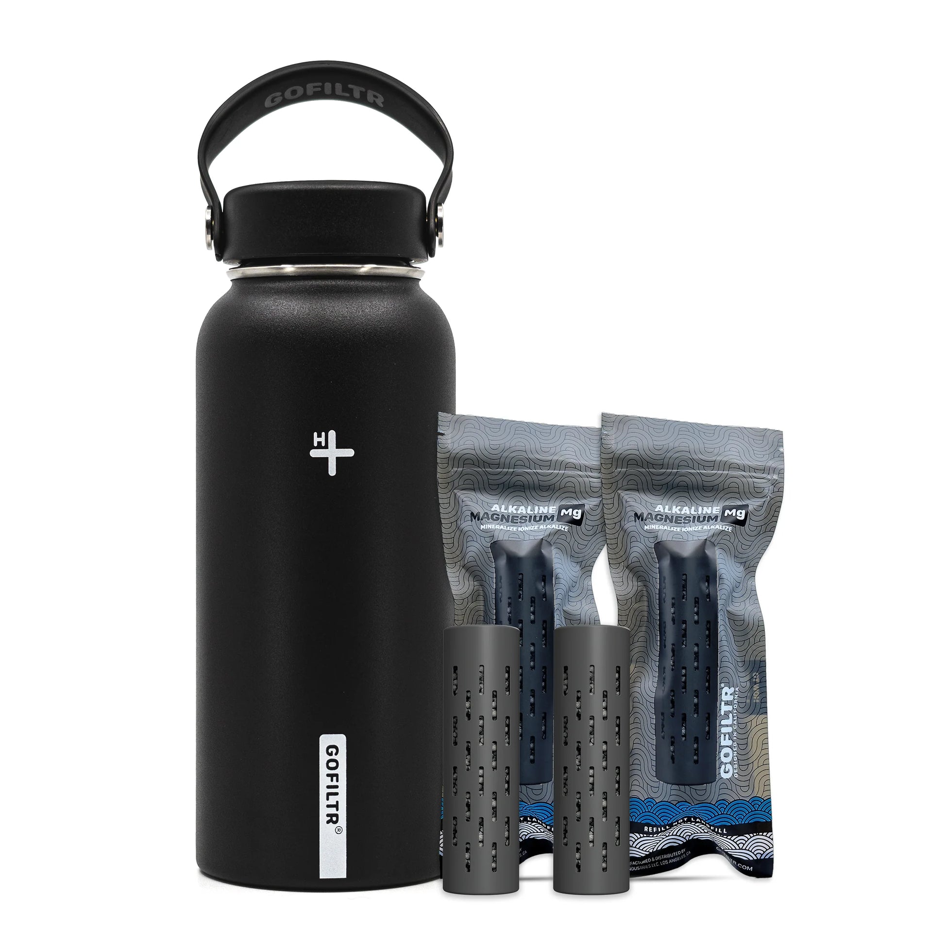 GOFILTR Alkaline Water Bottle 32 Oz - Insulated Water Bottle That Creates 9.5 Ph Alkaline Water