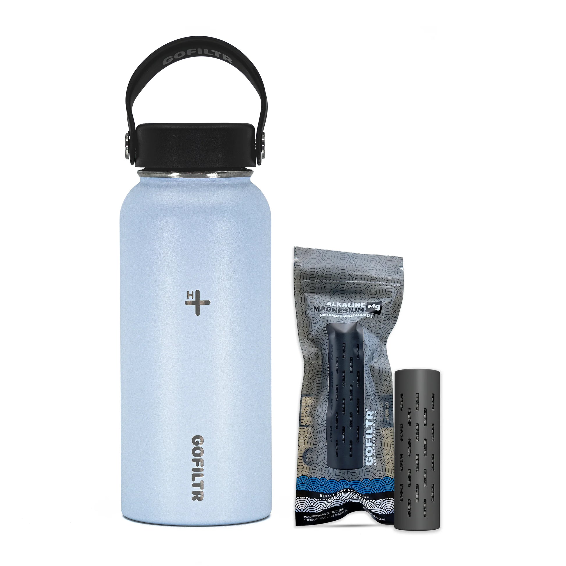 GOFILTR Alkaline Water Bottle 32 Oz - Insulated Water Bottle That Creates 9.5 Ph Alkaline Water